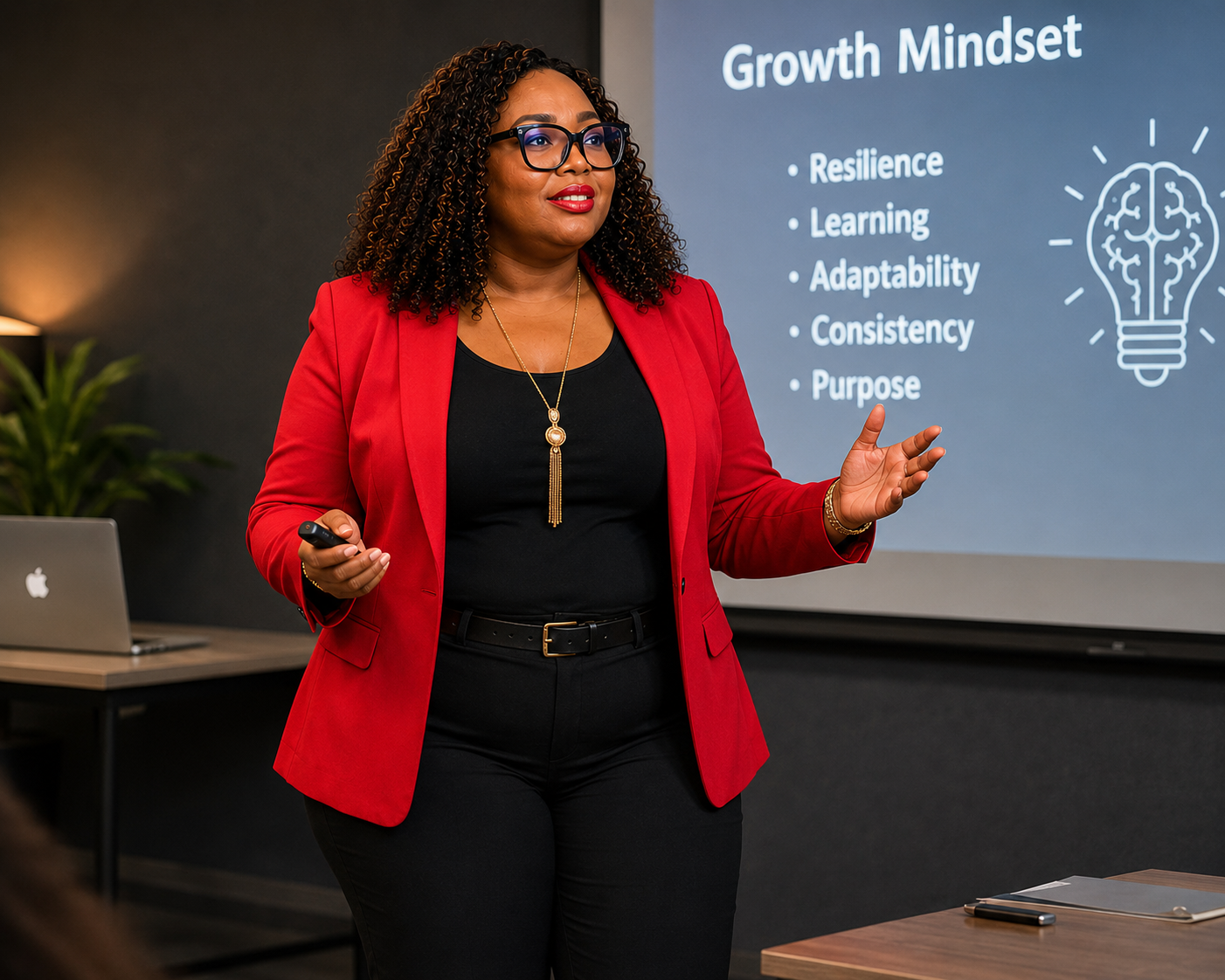 Dr Glory Enyinnaya presenting to an academic audience